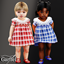Infant - Plaid baby dress with scalloped cherry collar logo