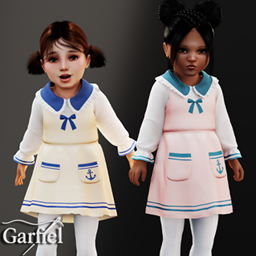 Toddler - Sailor-inspired dress with bow and anchor pockets logo
