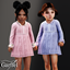 Toddler - Cable knit dress with floral collar accents logo