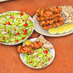 Garlic Parmesan Chicken Skewers with Green Salad logo