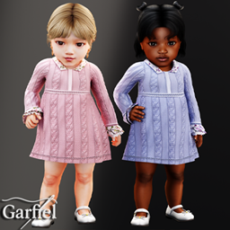 Infant - Cozy cable knit dress with floral trim accents logo