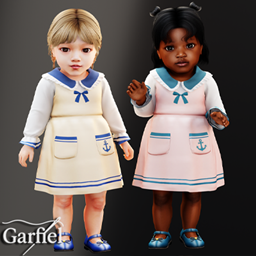 Infant - Soft nautical dress with anchor pocket details logo