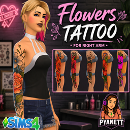 Flowers tattoo right arm by Pyanett project image