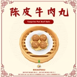 Tangerine Peel Beef Balls_Custom Food Recipe by XiaoFuuu / Spanish translation by GatamolLunastra logo