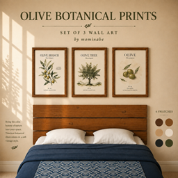 Olive Botanical Prints – Set of 3 Wall Art project image