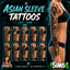 Asian sleeve tattoos left arm by Pyanett logo