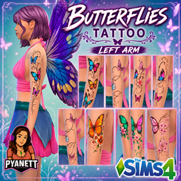 butterflies tattoo left arm by Pyanett logo