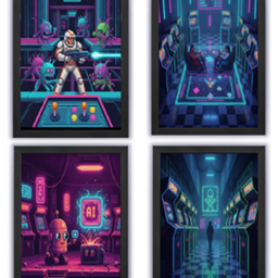 painting, carpet and curtain Rétro Gaming logo