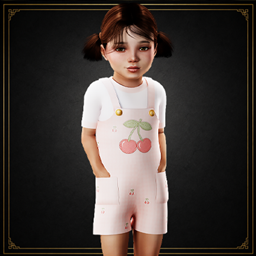 Toddler - Cotton cherry shortalls set with layered tee project image