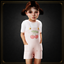Toddler - Cotton cherry shortalls set with layered tee logo