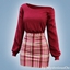 Cozy plaid sweater set logo