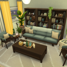 Dark Wood & Blue Living Room logo