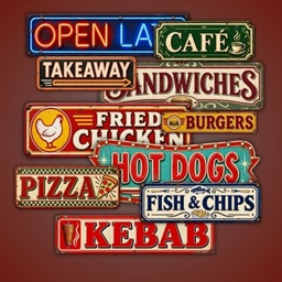 Open Late – Vintage Takeaway Sign Collection logo