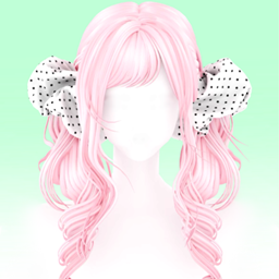 【 SUSHI77 】 S357 medium long water ripple low double ponytail logo