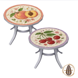 Round mosaic table with fruit design logo