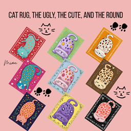 Cat rug, the ugly, the cute, and the round logo