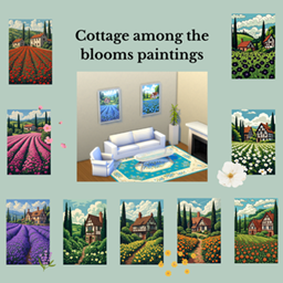 Cottage among the blooms paintings logo