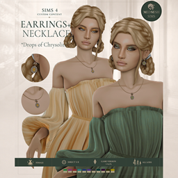 Medieval CC Jewelry Set "Drops of Chrysolite" | Earrings & Necklace project image