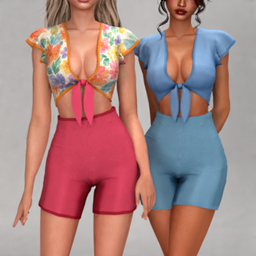 Layla - Flutter-sleeve crop top and high-waisted shorts (the citrus bloom set) project image
