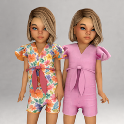 Layla - Toddler flutter-sleeve tied romper (citrus bloom set) project image