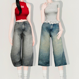 【Sforikl】tops-01+denim pants logo