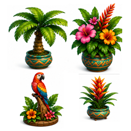 painting, cushion and curtain 6  plants jungle logo