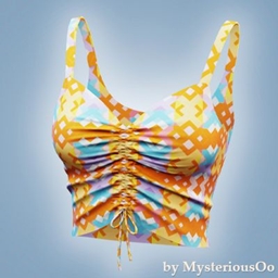 Ruched drawstring crop top logo