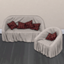 Sofa and armchair with cover logo