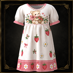 Toddler - Sweet strawberry dress with cute character motif and floral trim project image
