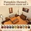 Pumpkin-themed autumn room set logo