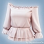 Ruffle off shoulder blouse logo