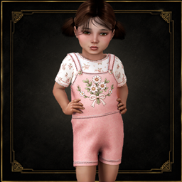 Toddler - Floral layered romper set with embroidered bouquet detail logo