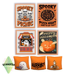 Cute Halloween Paintings and pillows logo