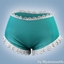 Lace trim high waist swim shorts logo