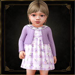 Infant - Floral dress set with knit cardigan and sweet collar logo