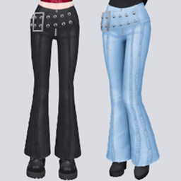 Mid-Rise Grommet Flared Pants logo