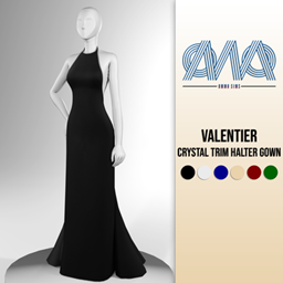 Valentier - Crystal Trim Halter Gown logo