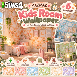 Cute Kids Room Wallpaper – Moons, Clouds & Stars. project image