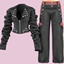Military leather jacket and jeans logo