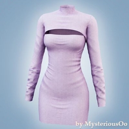 Cutout mock neck mini dress logo