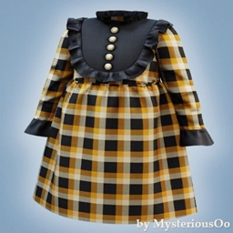 Infant - Ruffle bib plaid dress logo