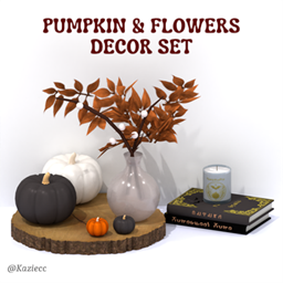 Kaziecc ~ Pumpkin & Flowers Decor Set - Books, Candle & Floral Vase | 6 Pieces logo