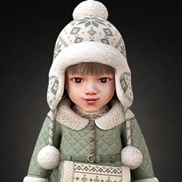 Infant - Nordic knit earflap hat with fluffy pompom details logo