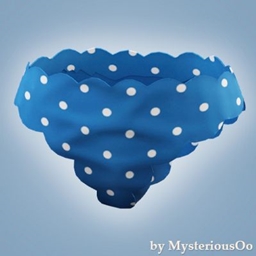 Polka dot scalloped bikini bottom logo