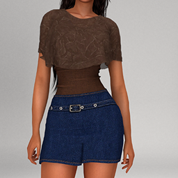 Layla - Denim Mini Skirt and Layered Tank Top (coffee run collection) logo
