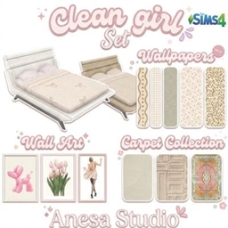 Updated_Clean-Girl Bedroom Set | Wallpaper&Bed Linen & Aesthetic Wall Art&Rug logo