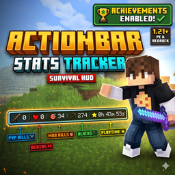 Actionbar Stats HUD - Player Kills, Mob Kills, Deaths, Blocks & Playtime Counter project image