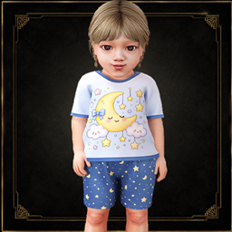 Infant - Celestial pajamas with smiling moon and starry shorts project image