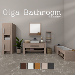 Kaziecc ~ Olga Bathroom - Sink, Cabinet, Mirror, Shelf & Clutter | 12 Pieces