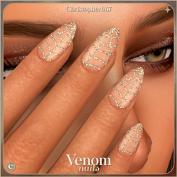 Venom Nails - Almond Shaped Glitter Spiderweb Nails project image